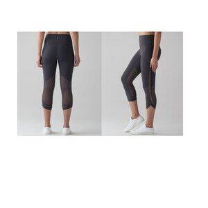 Lululemon Revitalize Athletic Activewear Sport Mesh Legging Crop (21") Blue Tied